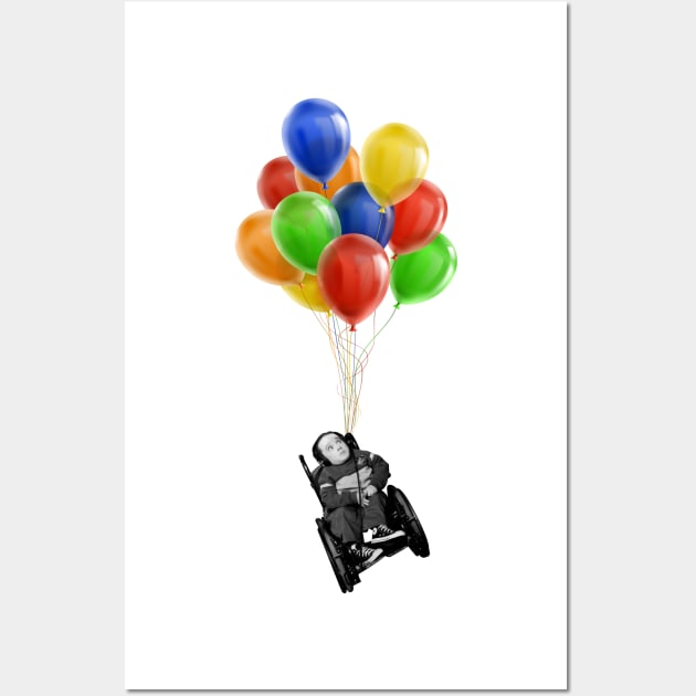 Eric the Actor Flying with Balloons Wall Art by Howchie